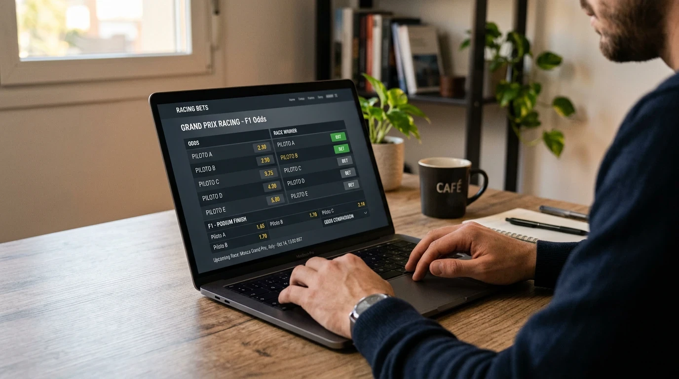 Pantalla mostrando cuotas de apuestas de Fórmula 1