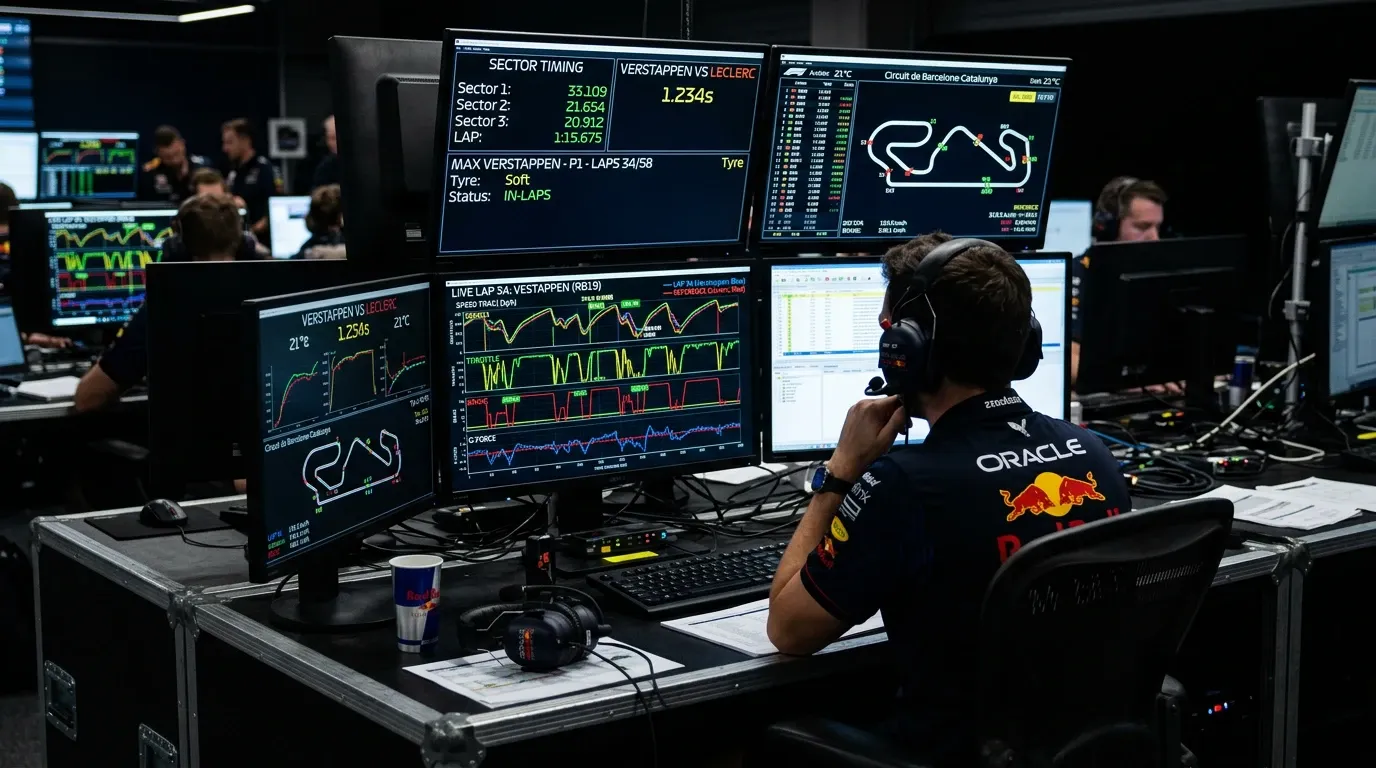 Pantalla de telemetría con datos de un coche de Fórmula 1